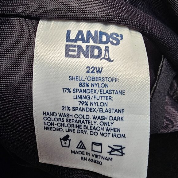 Lands End 22W Black One Piece Swimsuit Tummy Control Cap Sleeve X Back Lined Cup - Picture 8 of 9